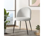 Artiss Dining Chairs Set of 2 Sherpa Boucle White