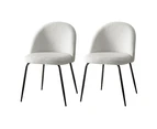 Artiss Dining Chairs Set of 2 Sherpa Boucle White