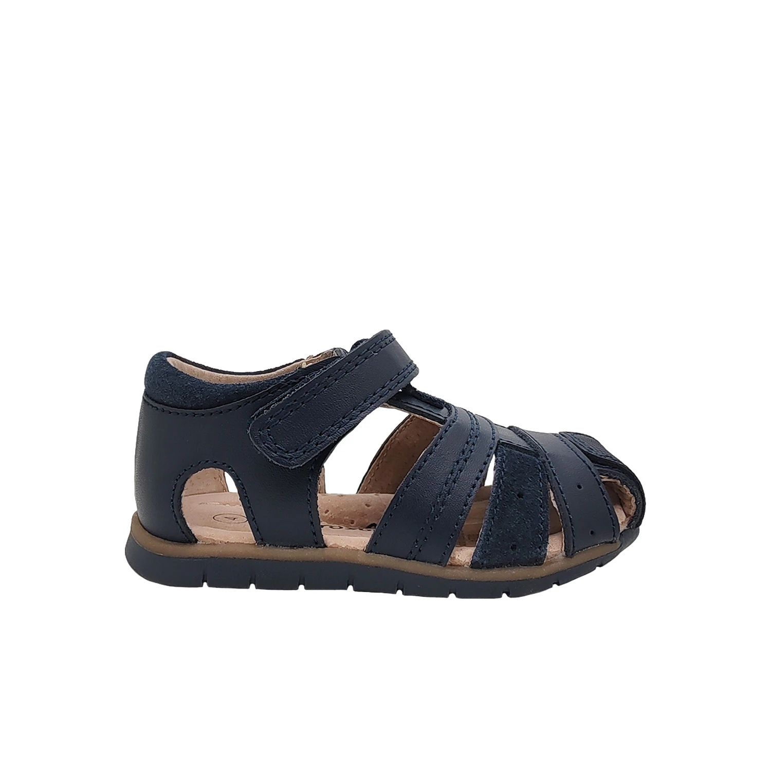 Grosby Albion Little Boys Sandals Leather Upper Heel In Covered Toe Arch Support -  Navy