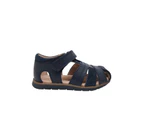Grosby Albion Little Boys Sandals Leather Upper Heel In Covered Toe Arch Support -  Navy