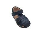 Grosby Albion Little Boys Sandals Leather Upper Heel In Covered Toe Arch Support -  Navy