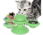 Interactive Cat Catnip Toy, for Indoor Cats, Windmill Catnip Toy ,Cat Toothbrush Toy  with Suction Cup,Blue/Green-Green