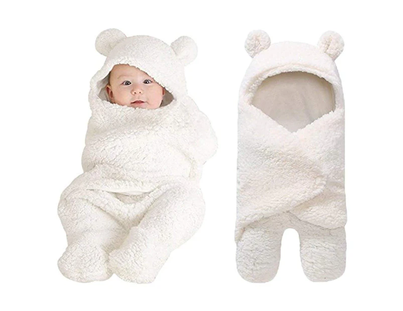 Cute Newborn Baby Boys Girls Blankets Plush Swaddle Blankets White,One Size (Pack of 1)