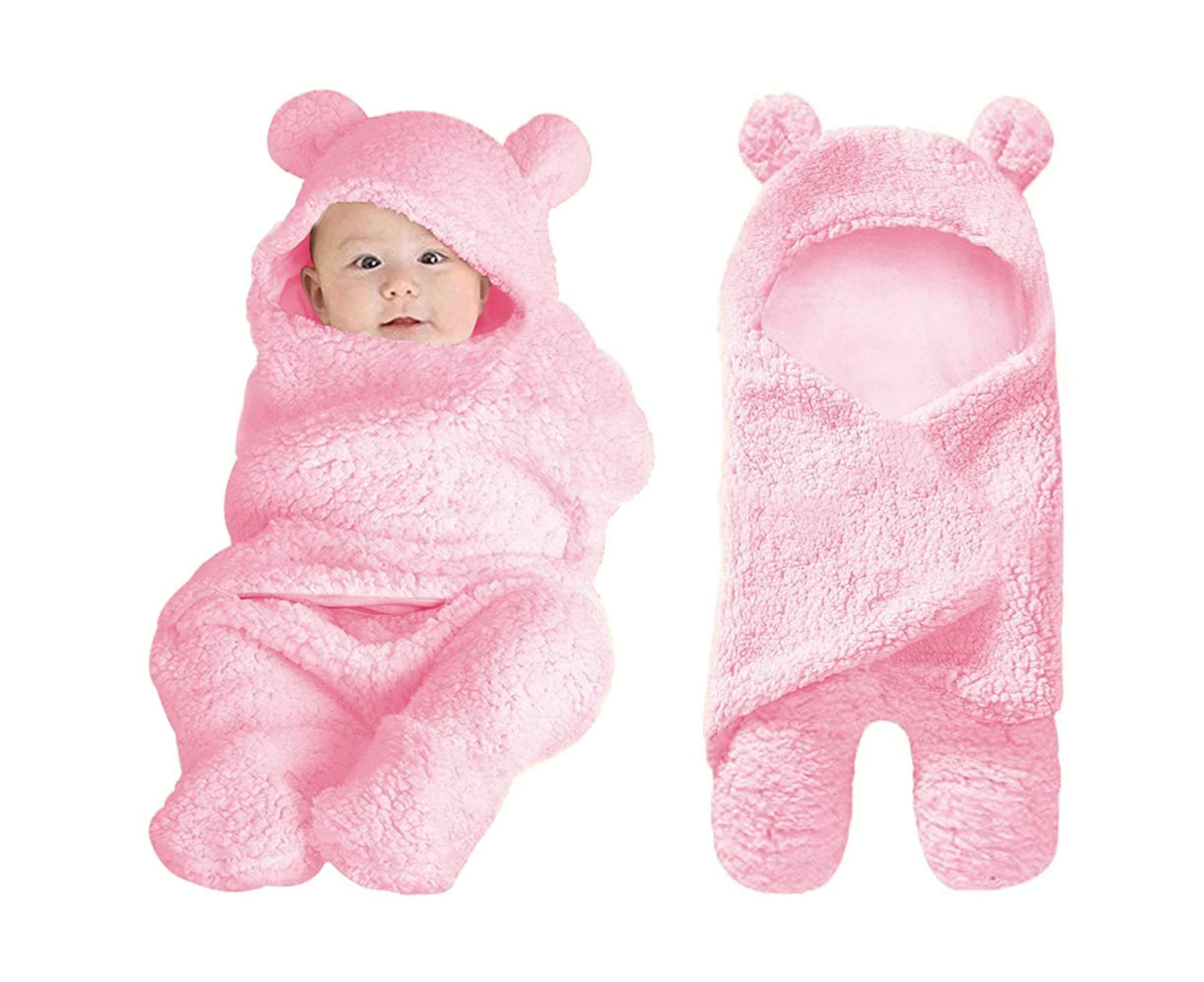 Cute Newborn Baby Boys Girls Blankets Plush Swaddle Blankets Pink,One Size (Pack of 1)