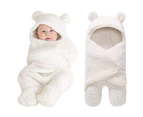 Cute Newborn Baby Boys Girls Blankets Plush Swaddle Blankets White
