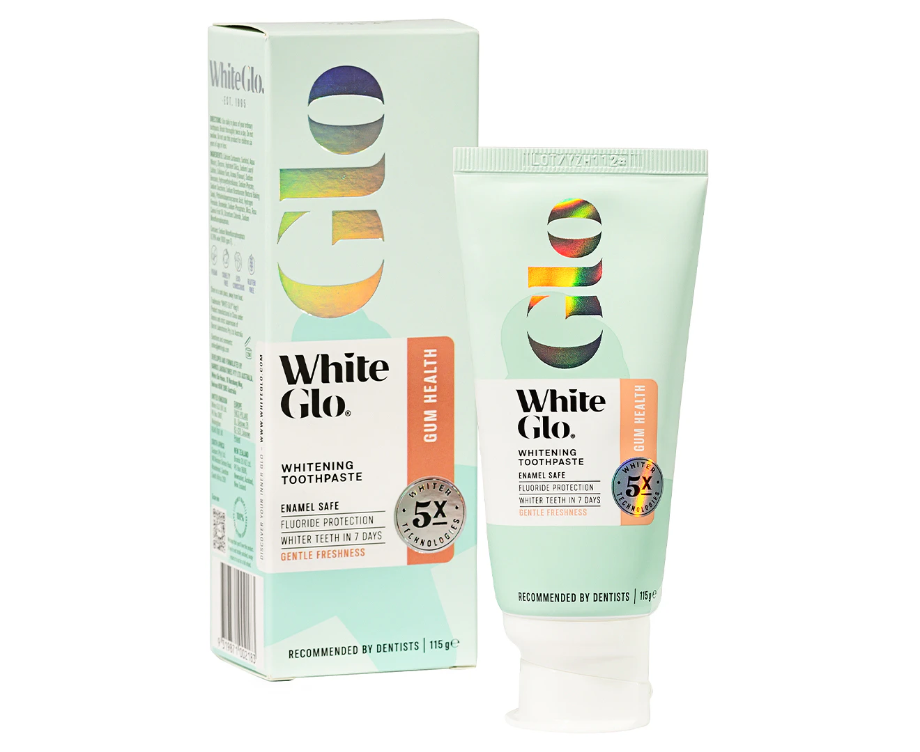 White Glo Gum Health Whitening Toothpaste Gentle Freshness 115g