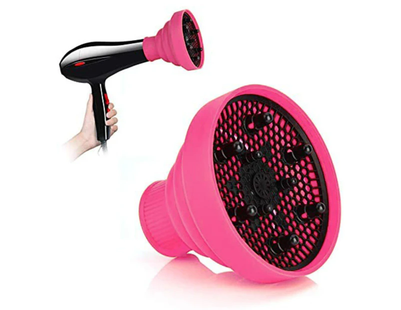 Universal Collapsible Hair Dryer Diffuser Attachment Lightweight Collapsible Fit Most Blow Dryers - Pink