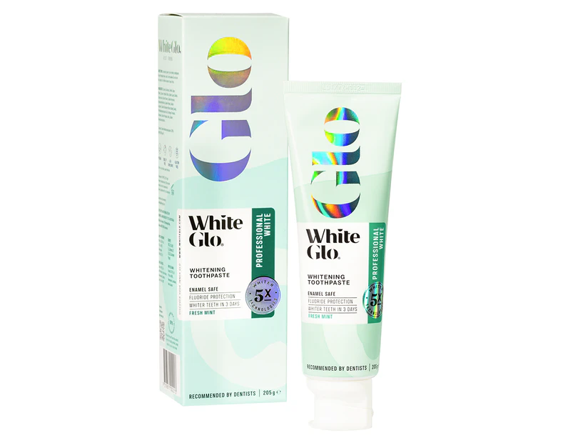 White Glo Professional White Whitening Toothpaste Fresh Mint 205g