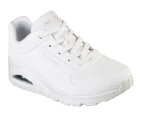 Womens Skechers Uno - Stand On Air White Lace Up Sneaker Shoes - White