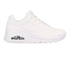 Womens Skechers Uno - Stand On Air White Lace Up Sneaker Shoes - White