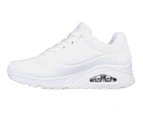 Womens Skechers Uno - Stand On Air White Lace Up Sneaker Shoes - White