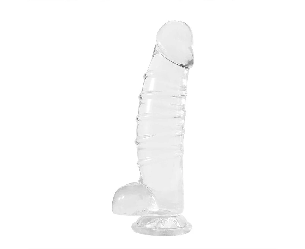 DY 13.18" Giant Ribbed Realistic Dildo - Clear