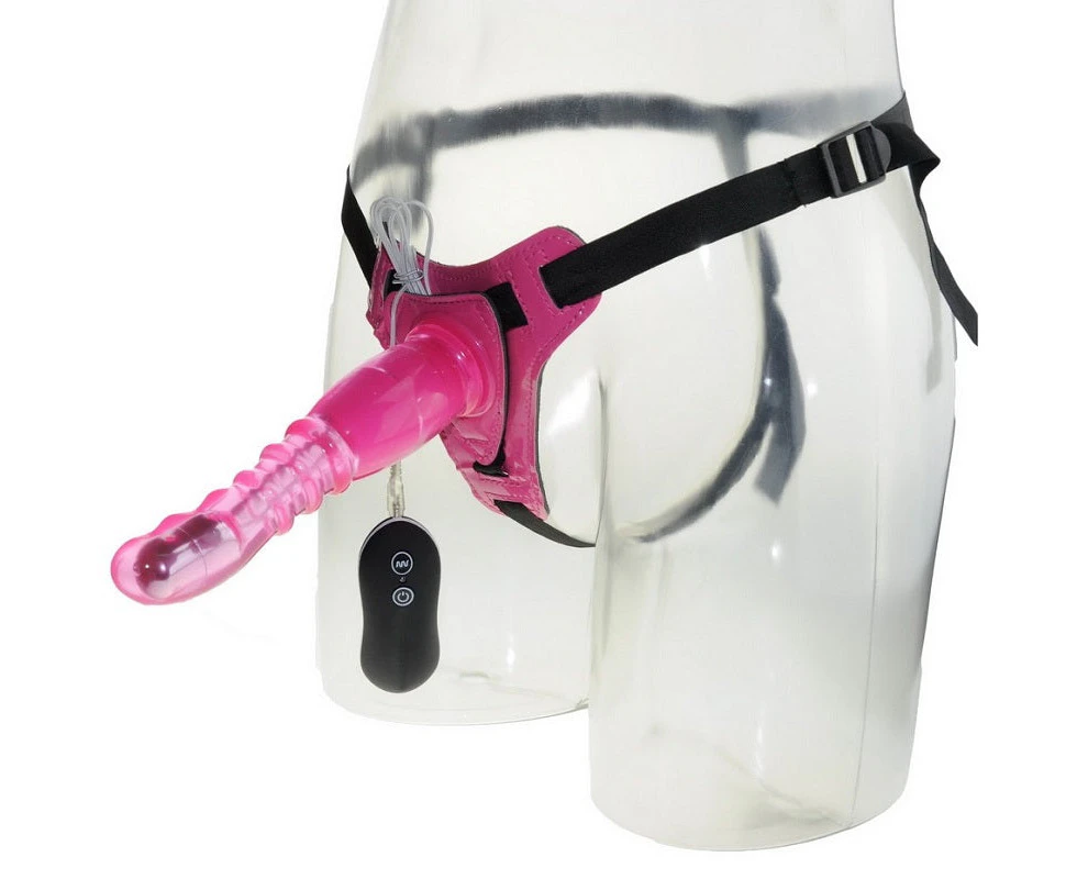 Aphrodisia - 8" Vibrating Strap On Dildo Harness Kit - Pink