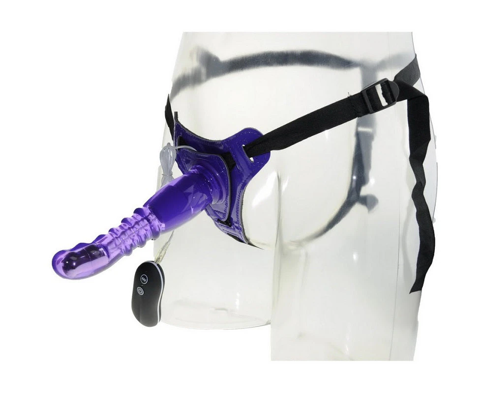 Aphrodisia - 8" Vibrating Strap On Dildo Harness Kit - Purple