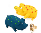 Squeaky Piggy Dog Toy, Barking Piggy Dog Toy for Small Medium and Large Dogs-Yellow+Blue