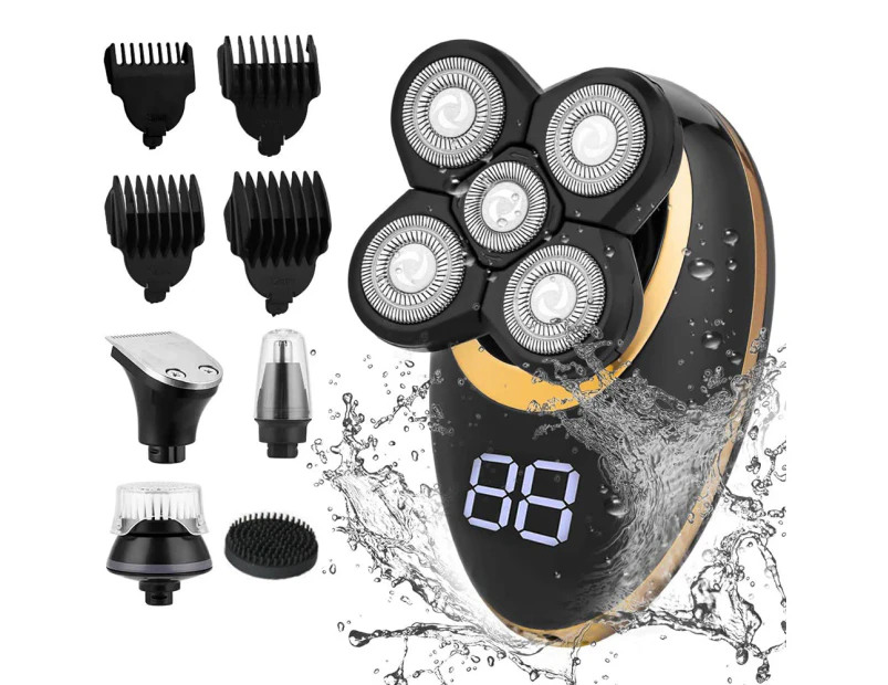 Rotary Razor For Men Electric Shaver Wet & Dry Razor Ipx7 Waterproof 4D Electric Beard Trimmer Precision Trimmer Led Display-Gold