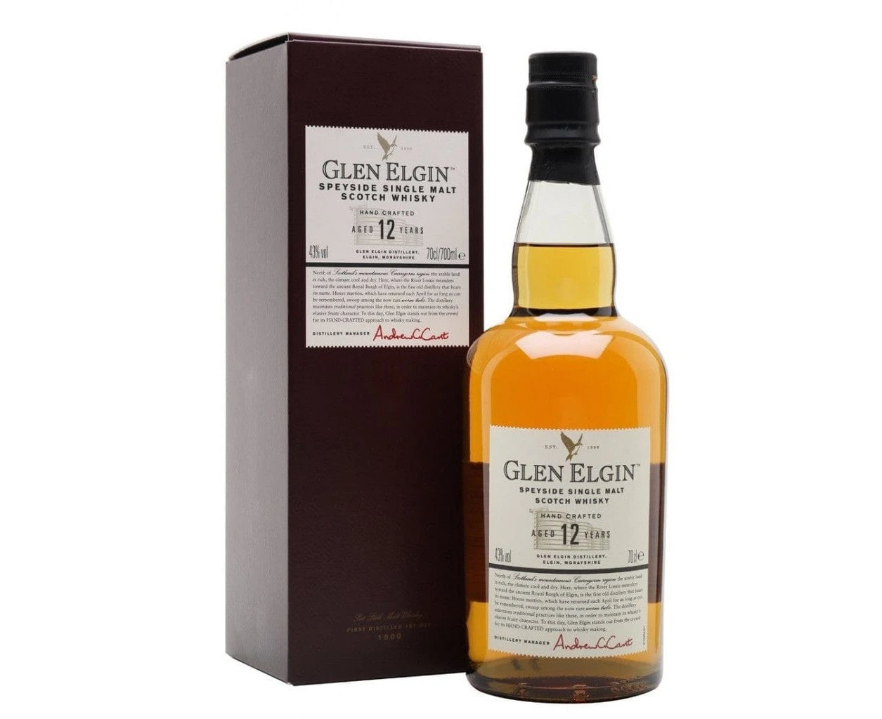 Glen Elgin 12 Year Old Single Malt Scotch Whisky 43% 700ML