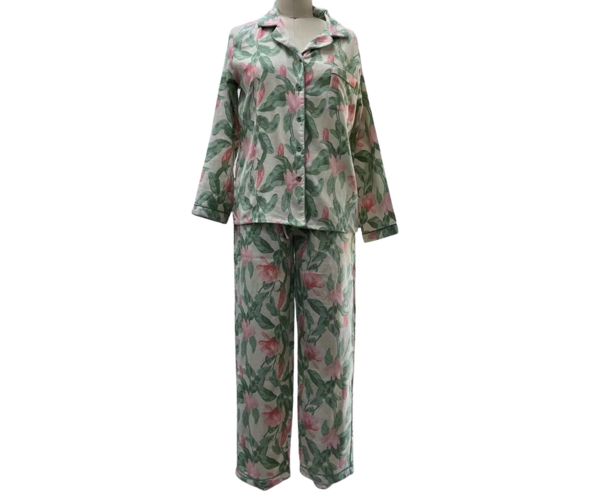 Women's Plus Size Flannelette Pyjamas 100% Cotton P Js Set Top Pants Ladies PJ