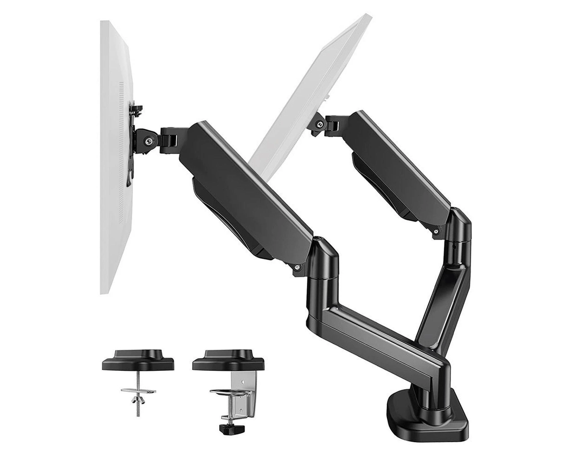 Viviendo Gas Spring Desk Stand and Monitor arm in Dual Steel Monitor Mounts