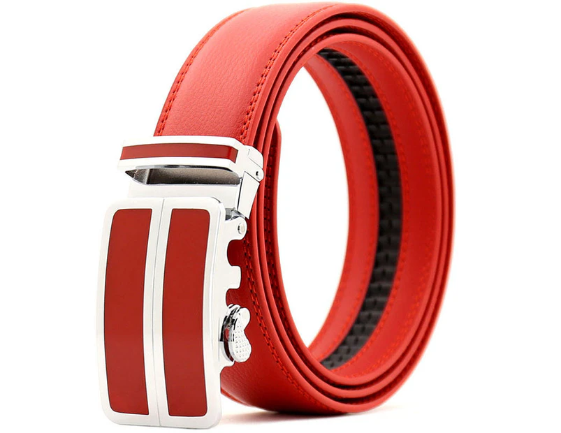 Egomilano Luxury Automatic Buckle Genuine Leather Belts Dress Belt -Red - Size 36 - 38