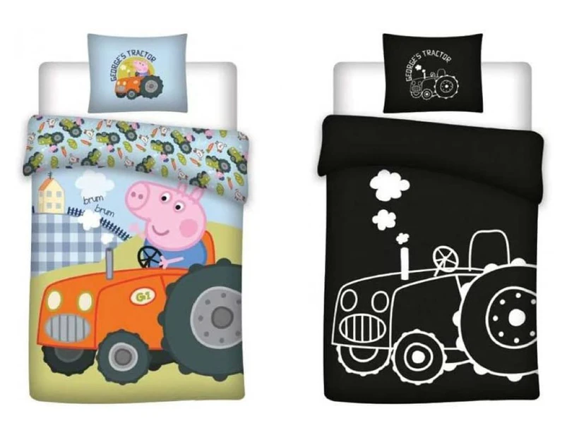 Peppa Pig Glow in the Dark Quilt Cover Set for Cot or Toddler Bed