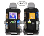 2 Pack Car Backseat Organizer, Muti-Pocket Back Seat Storage Bag with Touch Screen Tablet Holder, Waterproof Kick Mat Protector, Great Car Accessories