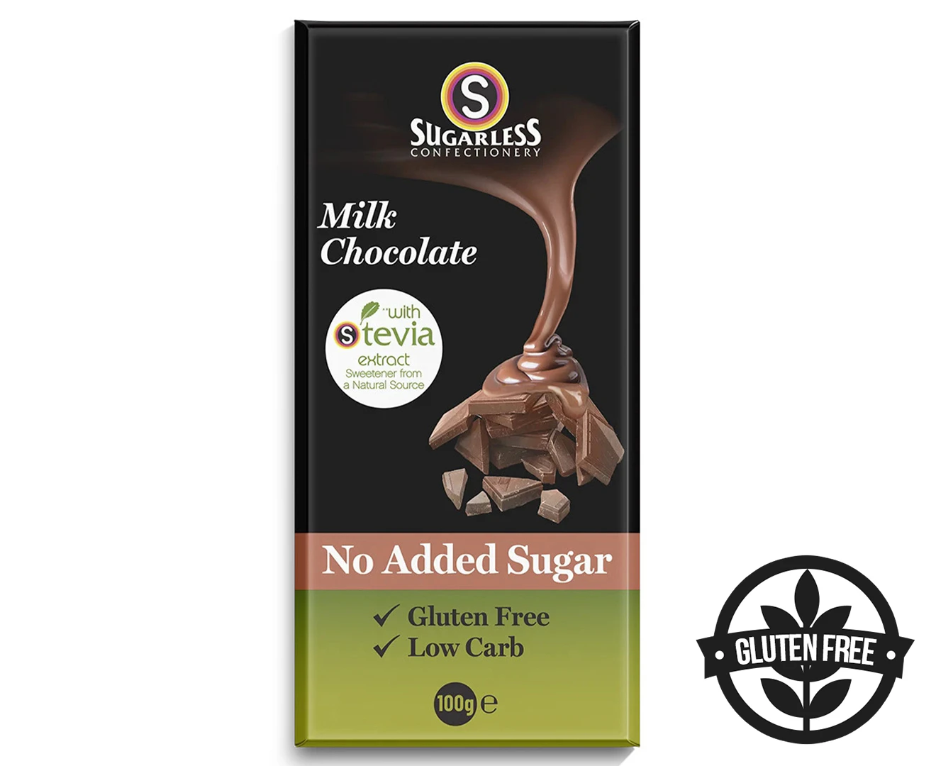 Sugarless Confectionery Milk Chocolate with Stevia 100g