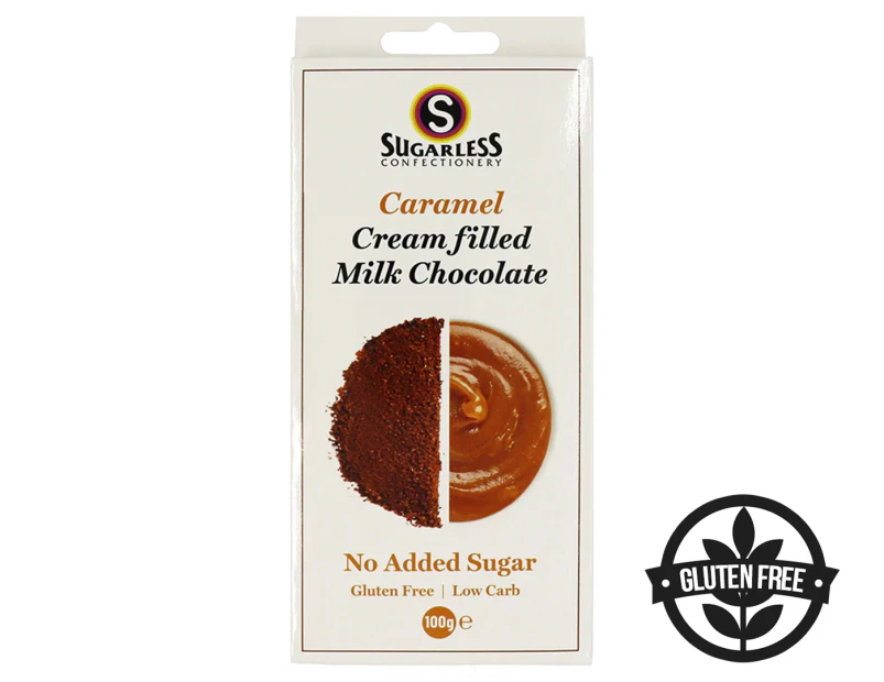 Sugarless Confectionery Cream Filled Milk Chocolate Caramel 100g