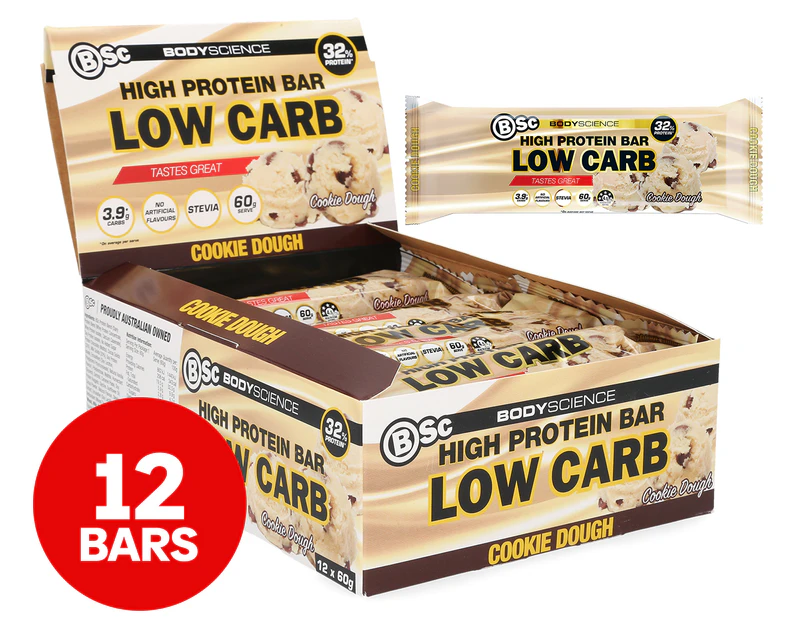 12 x BSC High Protein Low Carb Bar Cookie Dough 60g