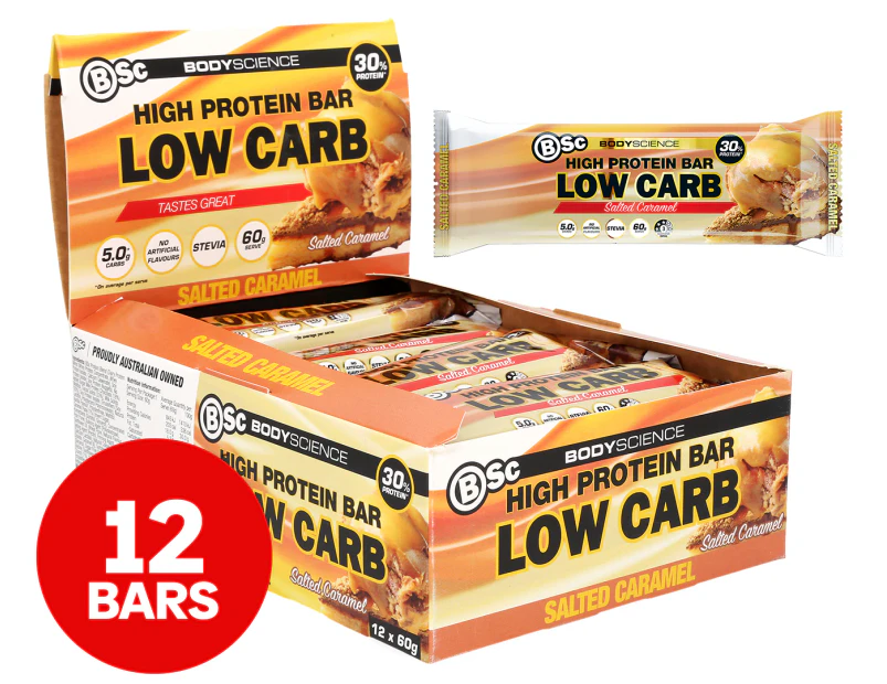 12 x BSc High Protein Low Carb Bar Salted Caramel 60g