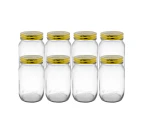 24 x GLASS JARS GOLD LIDS 500mL | Tight Seal Storage Jam Jar Preserves Pickling