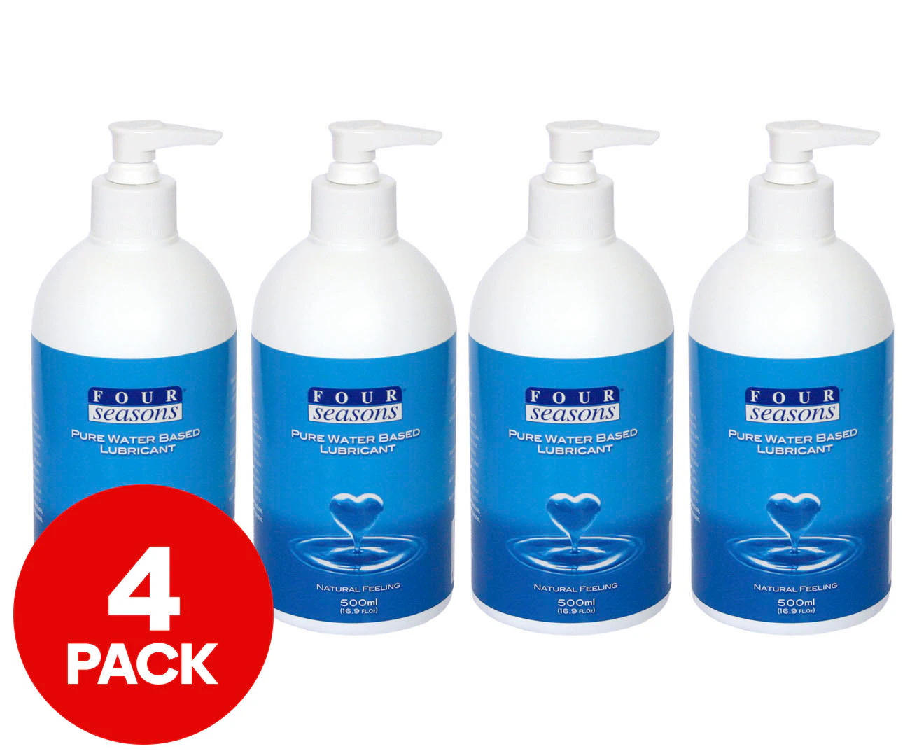 4 x Four Seasons Pure Water Based Lubricant 500mL