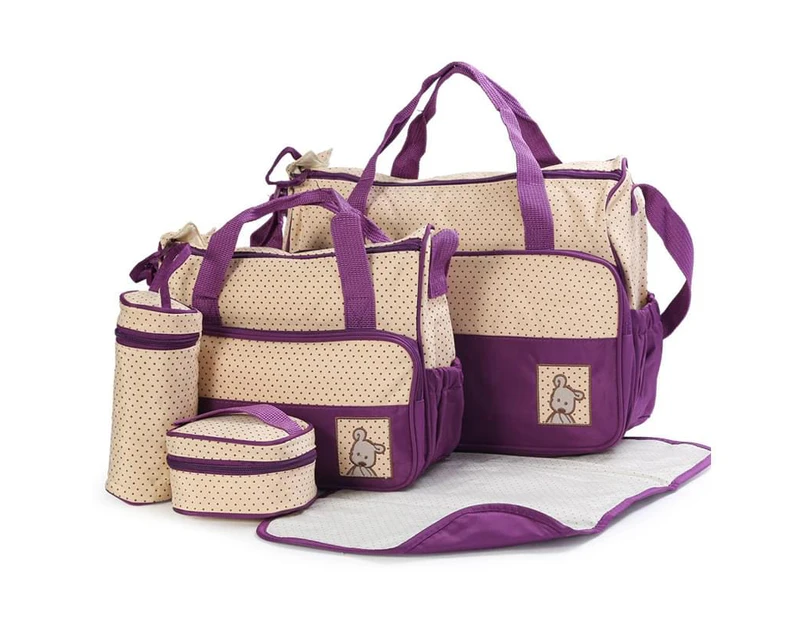 5 pieces baby diaper bag baby bag baby care set baby care purple mummy bag size five piece set