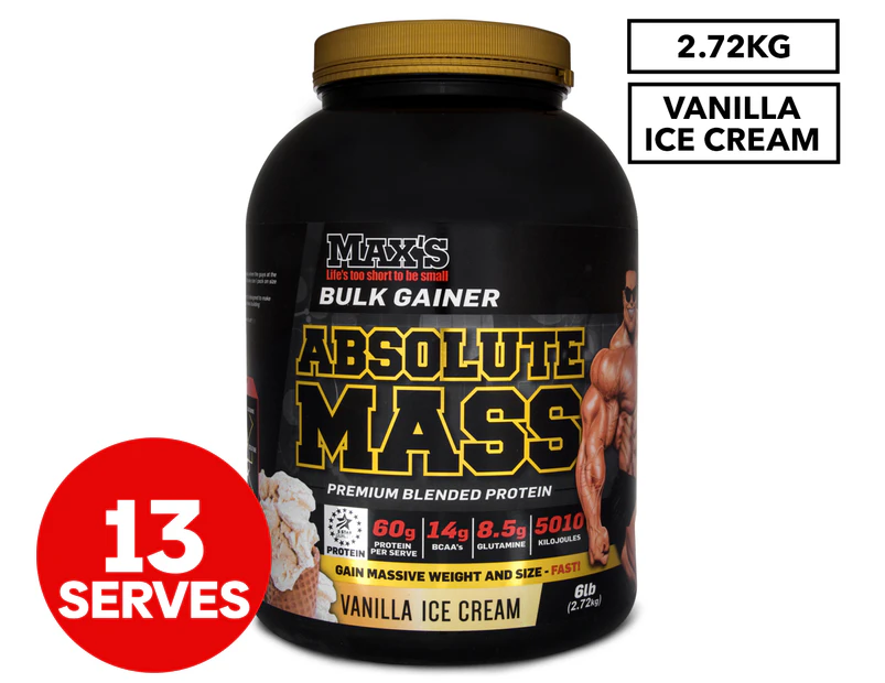 Max's Absolute Mass Bulk Gainer Protein Powder Vanilla Ice Cream 6lb
