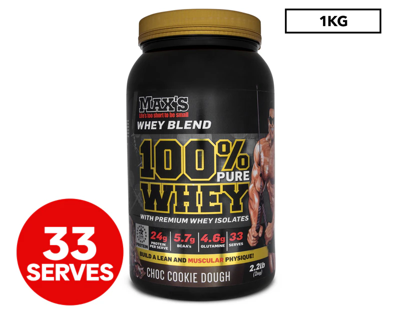 Max's 100% Pure Whey Protein Choc Cookie Dough 1kg