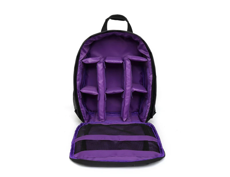 Waterproof SLR DSLR Camera Bag Shockproof Case Backpack For Canon Sony Nikon -Purple