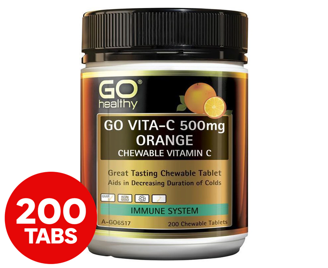 Go Healthy Vitamin C 500mg Orange Chewable Vitamin C 200 Tabs