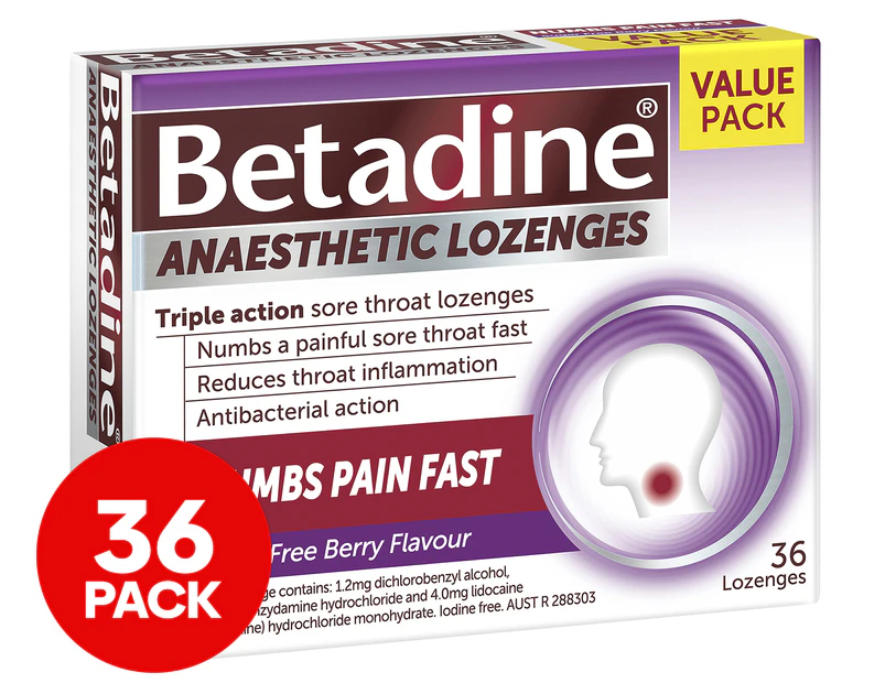 Betadine Anaesthetic Lozenges Berry 36pk