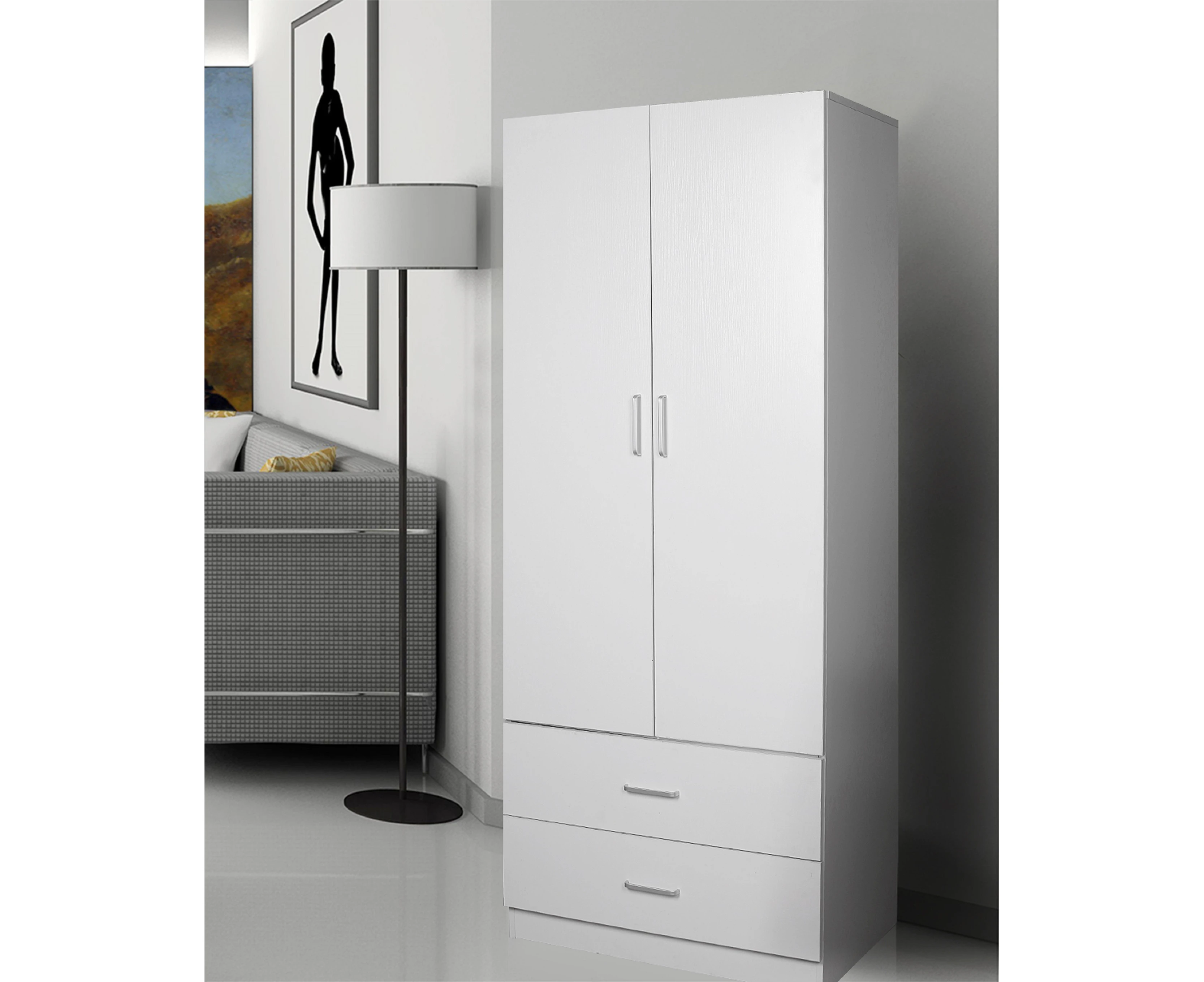 Redfern 2 Door 2 Drawer Wardrobe -White