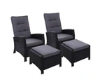 Wicker Sun lounge Recliners With Ottoman (Twin Pack)
