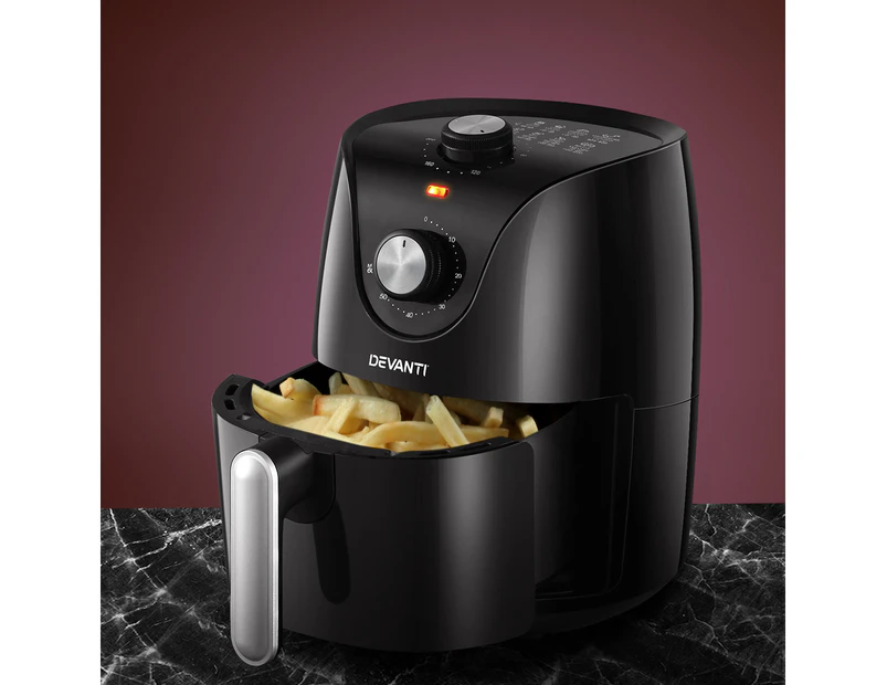 Devanti Air Fryer 2.5L Knob Fryers