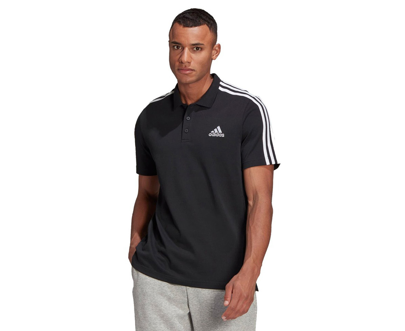 Adidas Men's AeroReady Essentials Piqué 3-Stripes Polo Shirt - Black ...