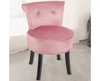 Soft Velvet Vanity Stool Upholstered Backrest Stool Dressing Dining Room Chair - Pink