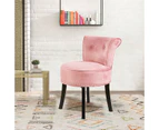 Soft Velvet Vanity Stool Upholstered Backrest Stool Dressing Dining Room Chair - Pink