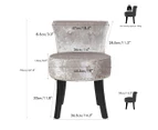Soft Velvet Vanity Stool Upholstered Backrest Stool Dressing Dining Room Chair - Silver