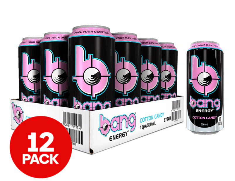 12 x Bang Energy VPX RTD Cans Cotton Candy 500mL