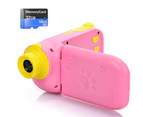 Kids Digital Video Camera Toys for Boys Girls 2 inch IPS Screen Camera Toddler Kids Girls Best Birthday Gift Toys with 32G SD Card-pink