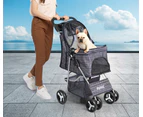 PaWz Large Pet Stroller Dog Cat Carrier Travel Pushchair Foldable Pram 4 Wheels