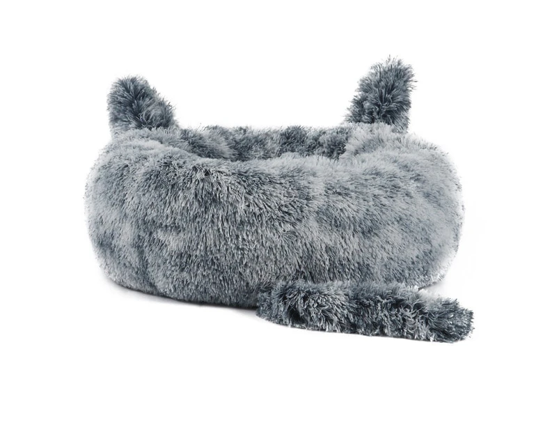 Cozy Fuzzy Plush Calming Dog Bed - Gray