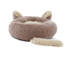 Cozy Fuzzy Plush Calming Dog Bed - Brown